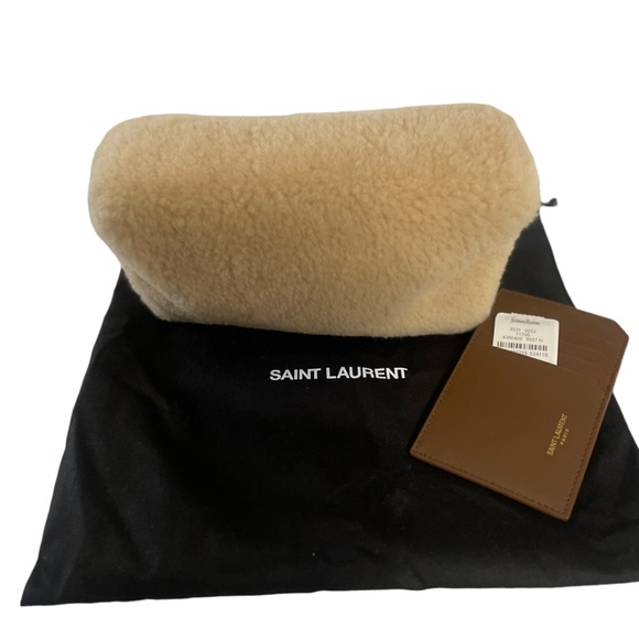 NWT YSL LOU PUFFER SMALL SHEARLING CLUTCH - Picture 6 of 11
